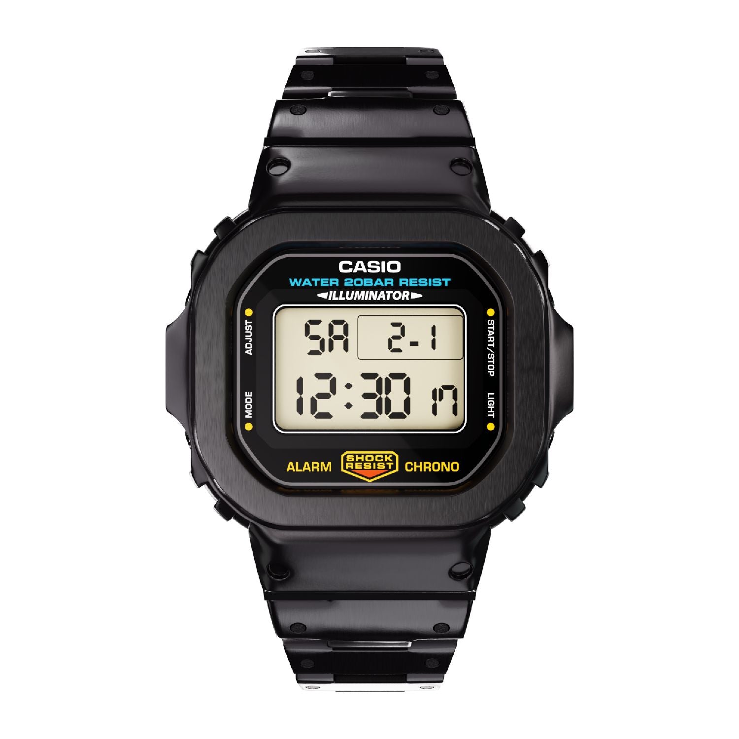 Black Casio DW5600 Metal G-Shock Custom Mod Front View