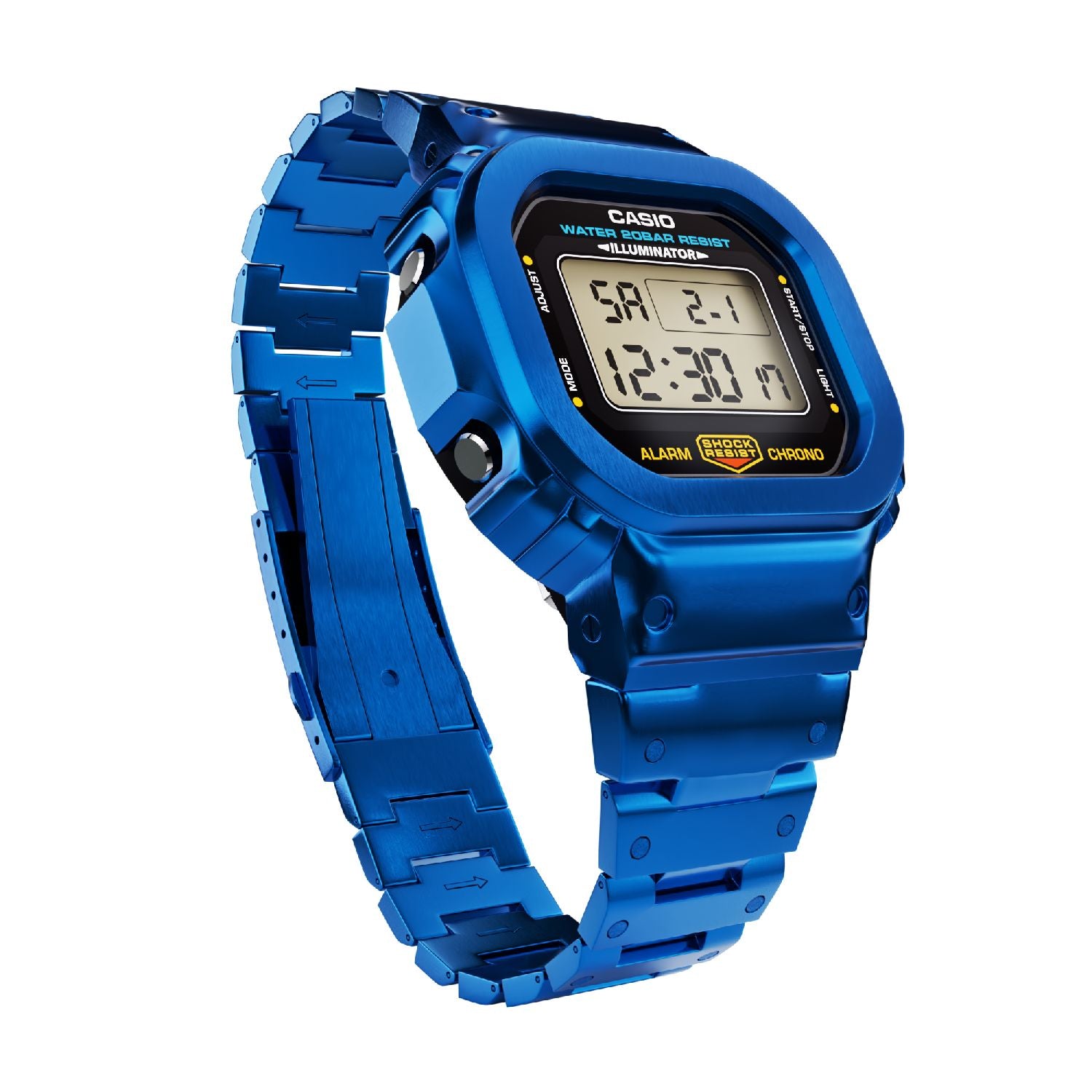 Blue Casio DW5600 Metal G-Shock Custom Mod Cool View