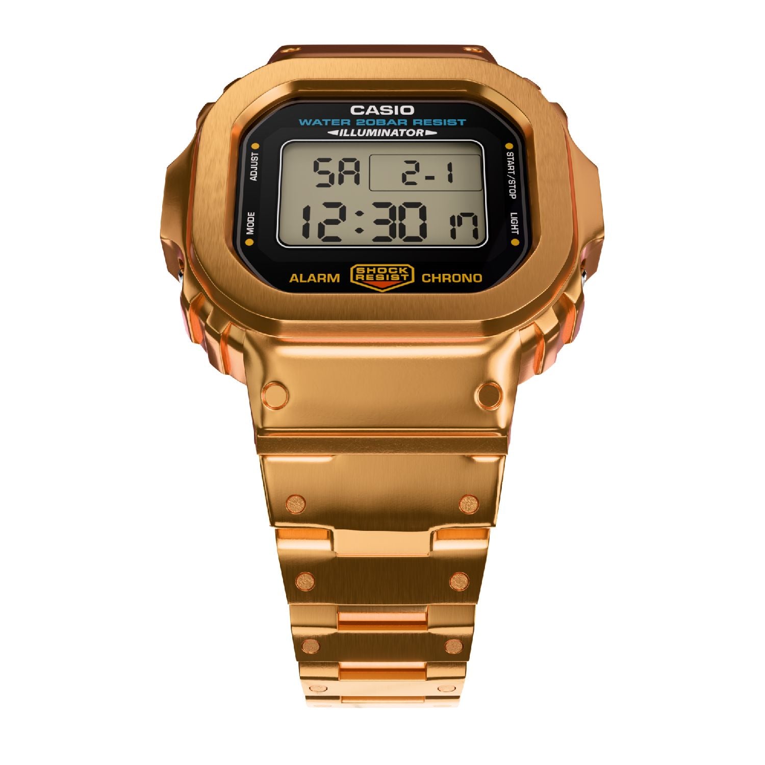 Rose Gold Casio DW5600 Metal G-Shock Mod Face Up View