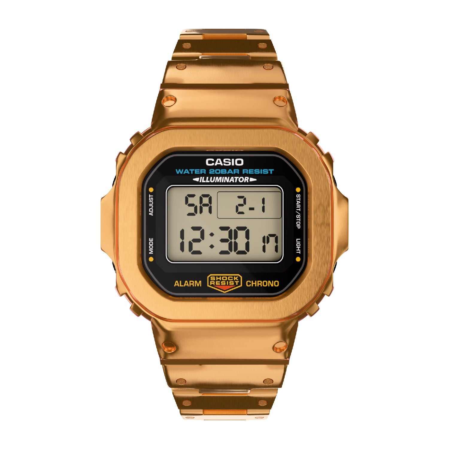 Rose Gold Casio DW5600 Metal G-Shock Mod Front View