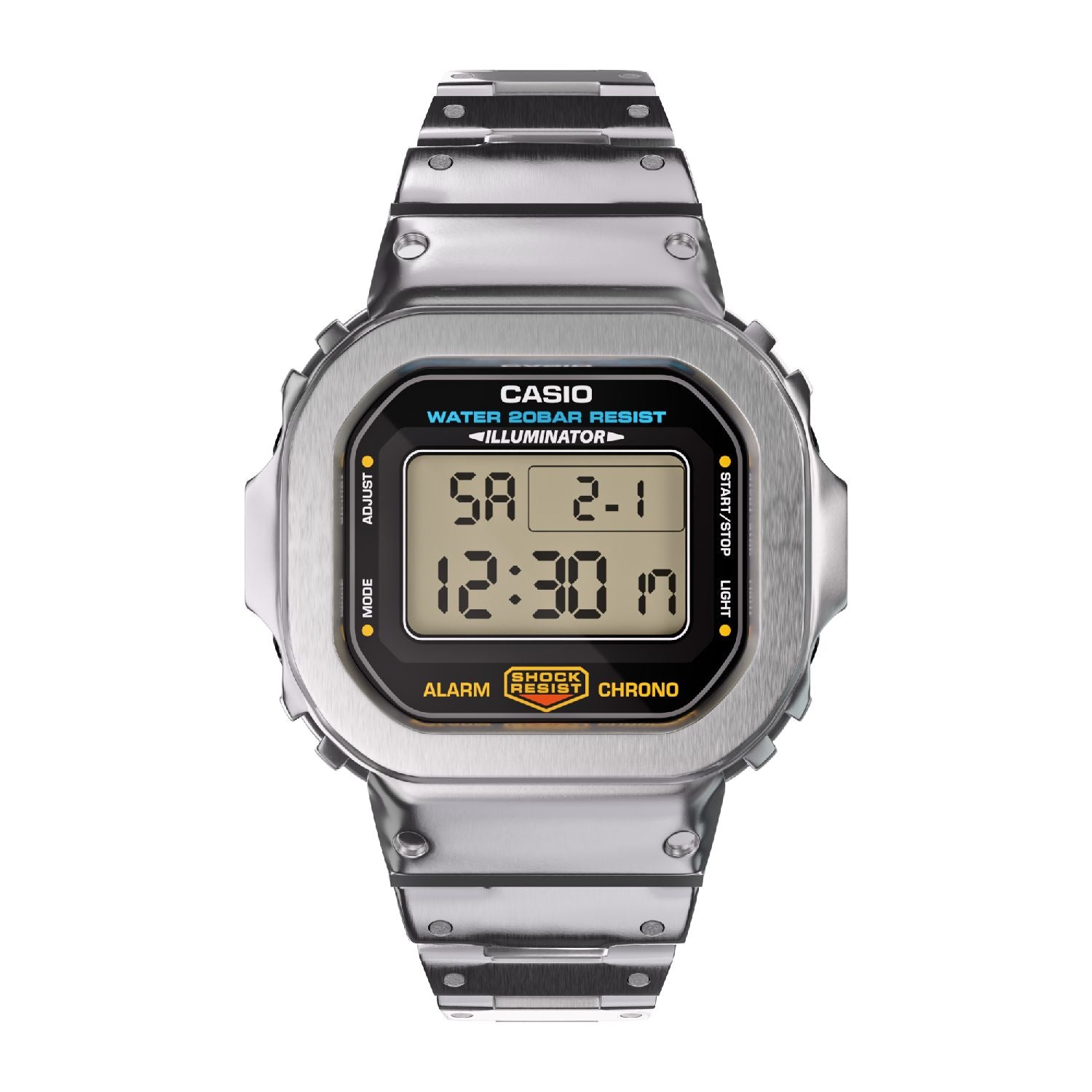 Silver Casio DW5600 Metal G-Shock Mod Front View