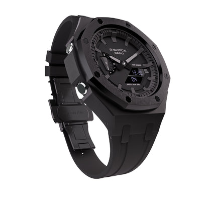 Casioak Mod Royal Oak Casio G-Shock GA-2100 Black Metal Steel Watch GA2100