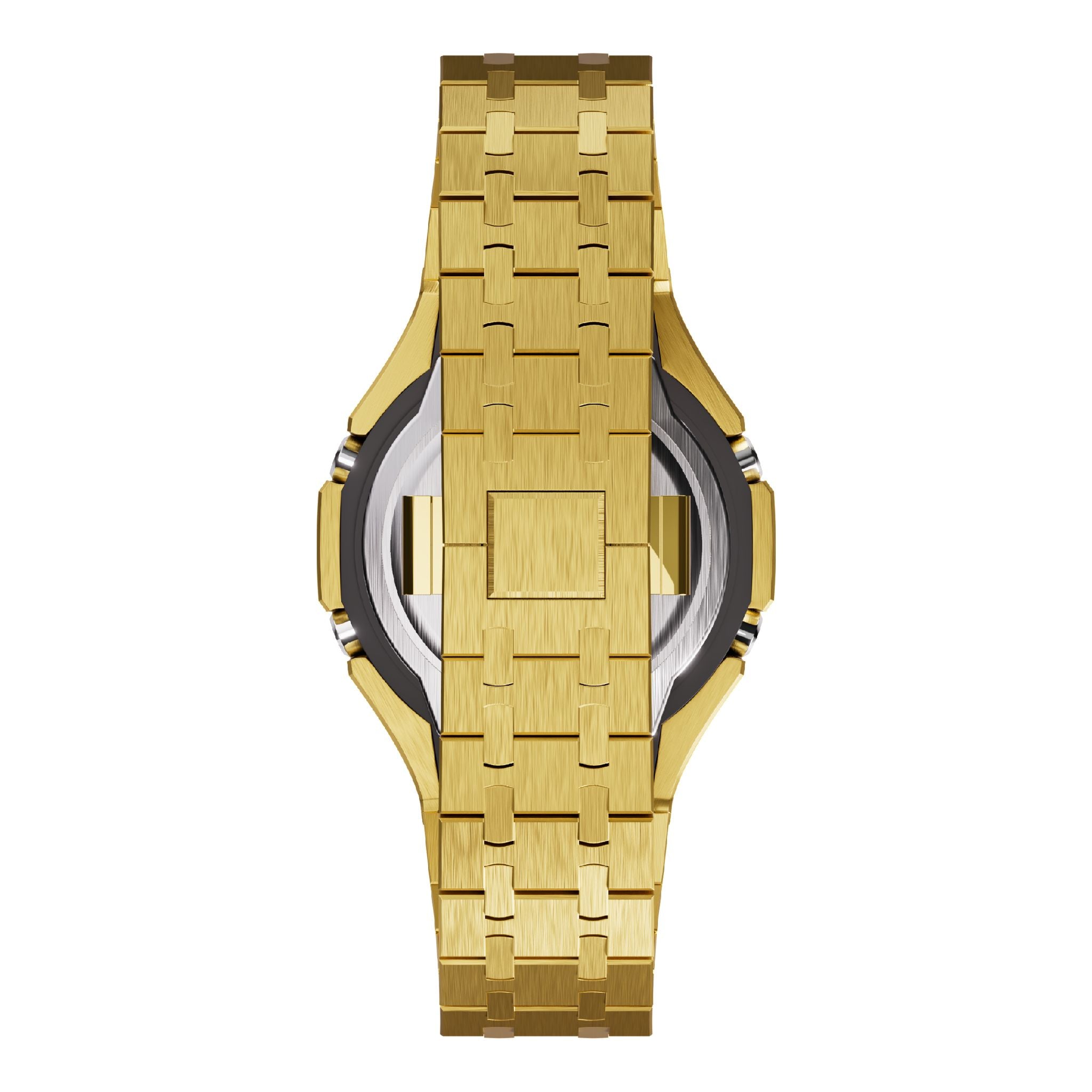 Gold tone with black bezel casioak mod ga2100 metal watch back view