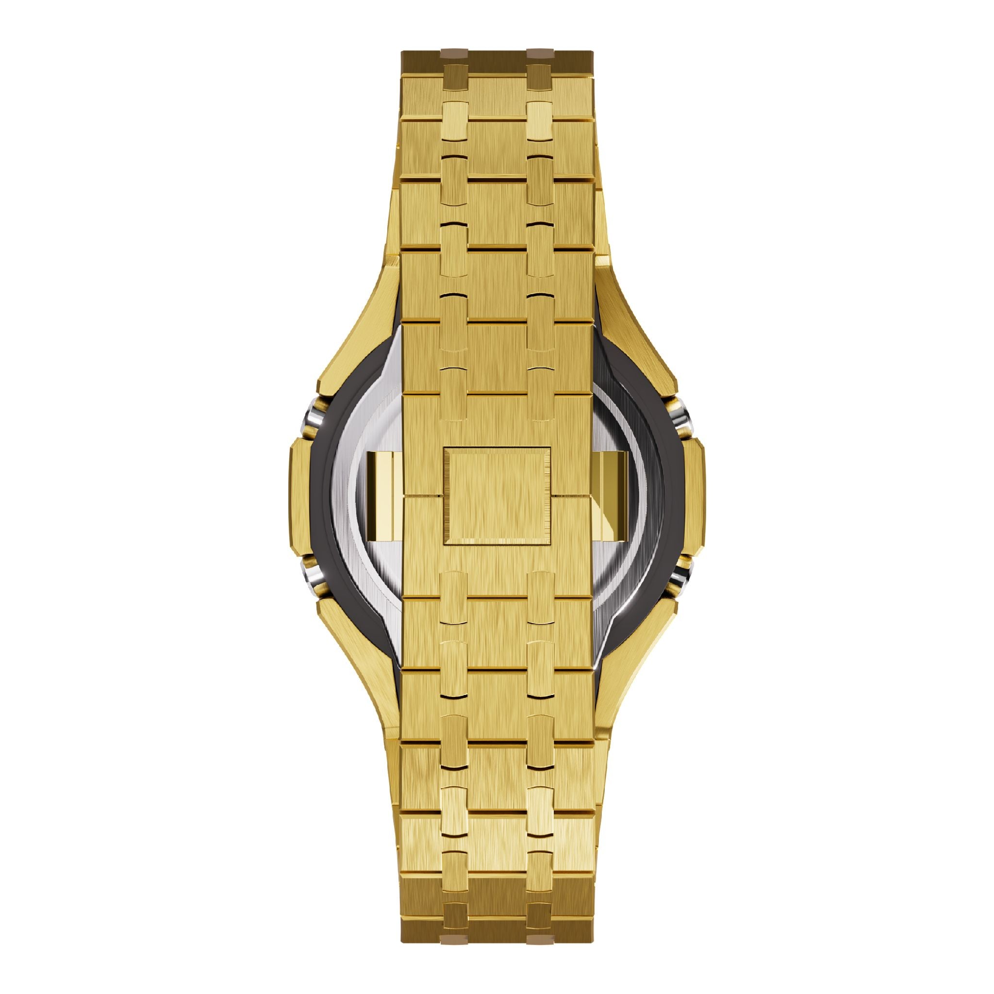 gold tone casioak mod ga2100 metal g-shock watch back view