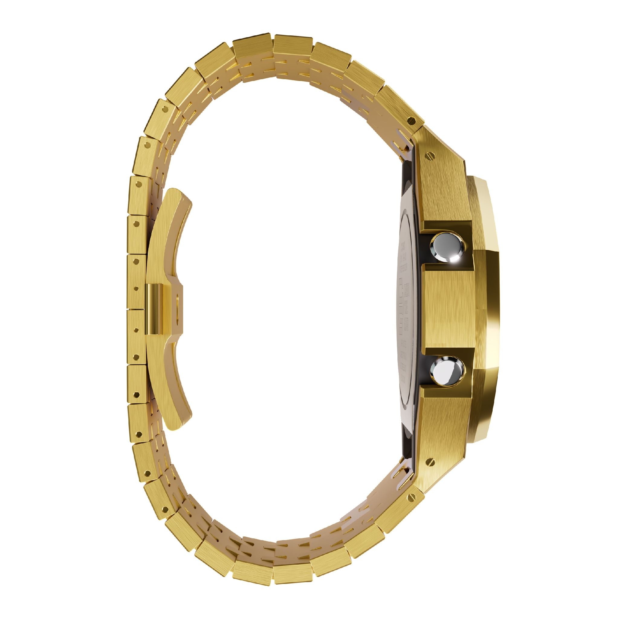 gold tone casioak mod ga2100 metal g-shock watch side view