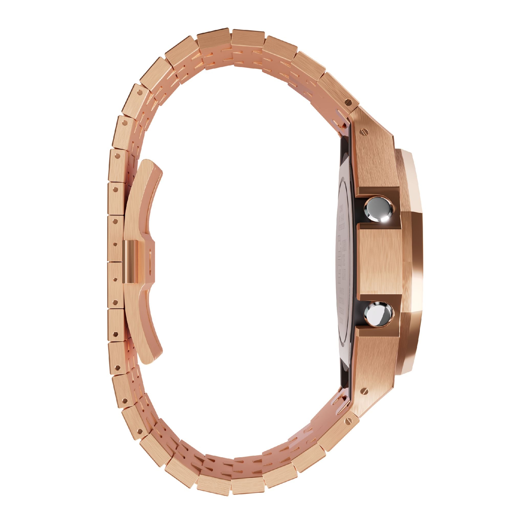 rose gold casioak mod ga2100 metal watch side view