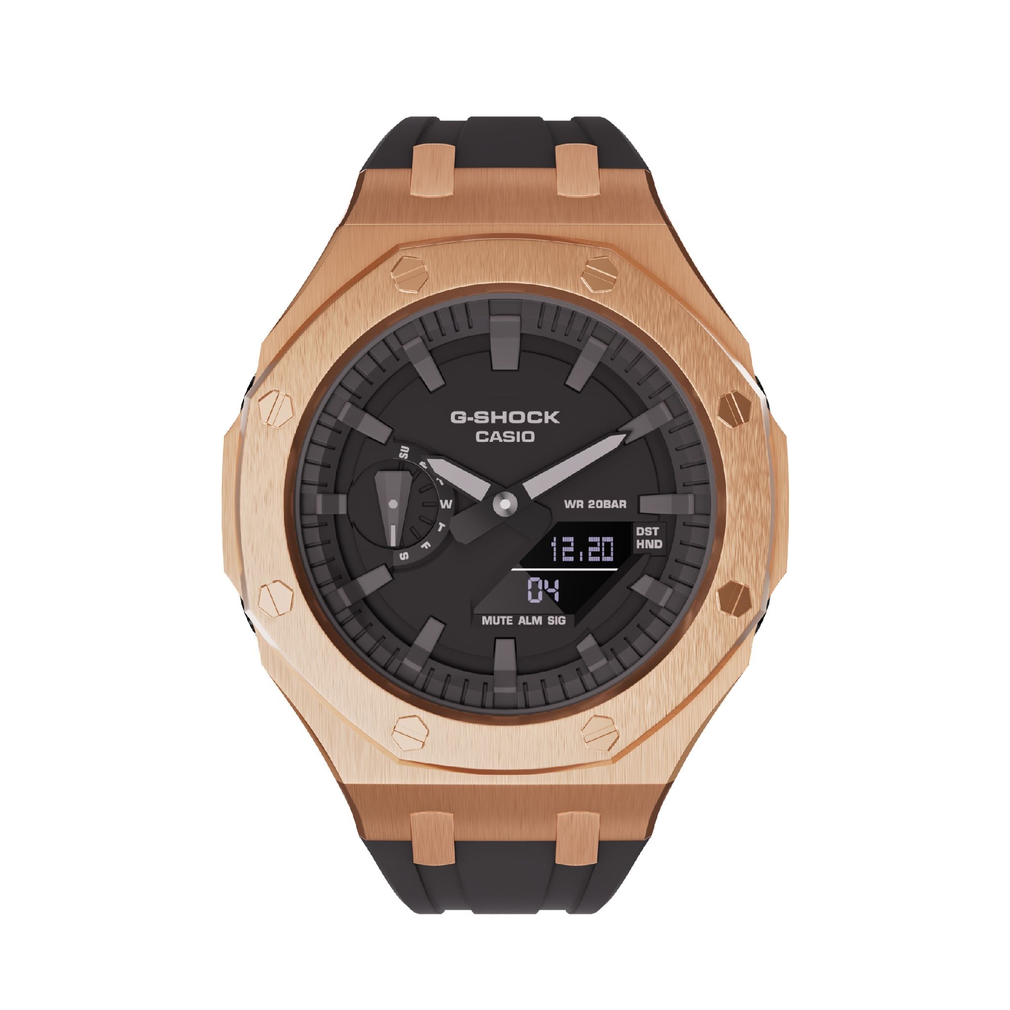 Casioak Mod Royal Oak Casio G-Shock GA-2100 Rose Gold Steel Watch GA2100