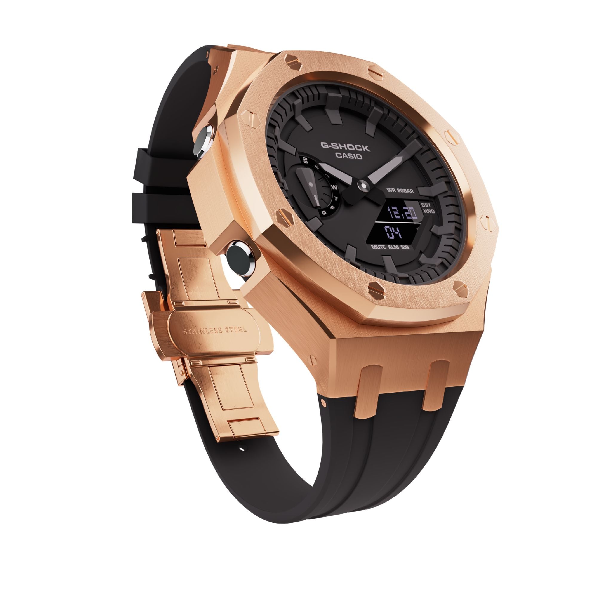 Casioak Mod Royal Oak Casio G-Shock GA-2100 Rose Gold Steel Watch GA2100